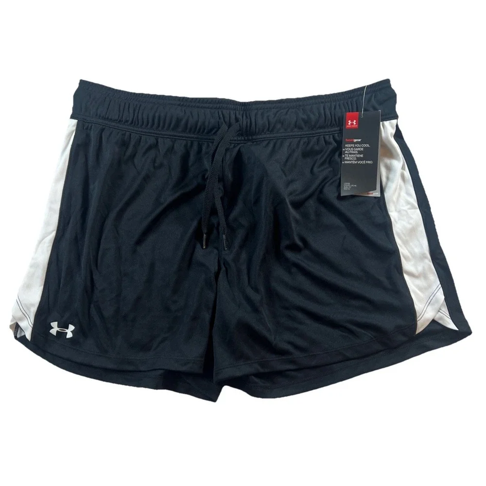 Under‎ Armour HeatGear Athletic Shorts Women's Black/White New with Tags L